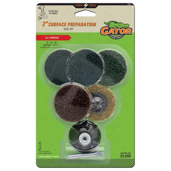 Gator Gator Power Series 2 in. Synthetic/Wool Blend Twist and Lock Sanding Disc Kit Assorted Grit Medium 6 2225 - main